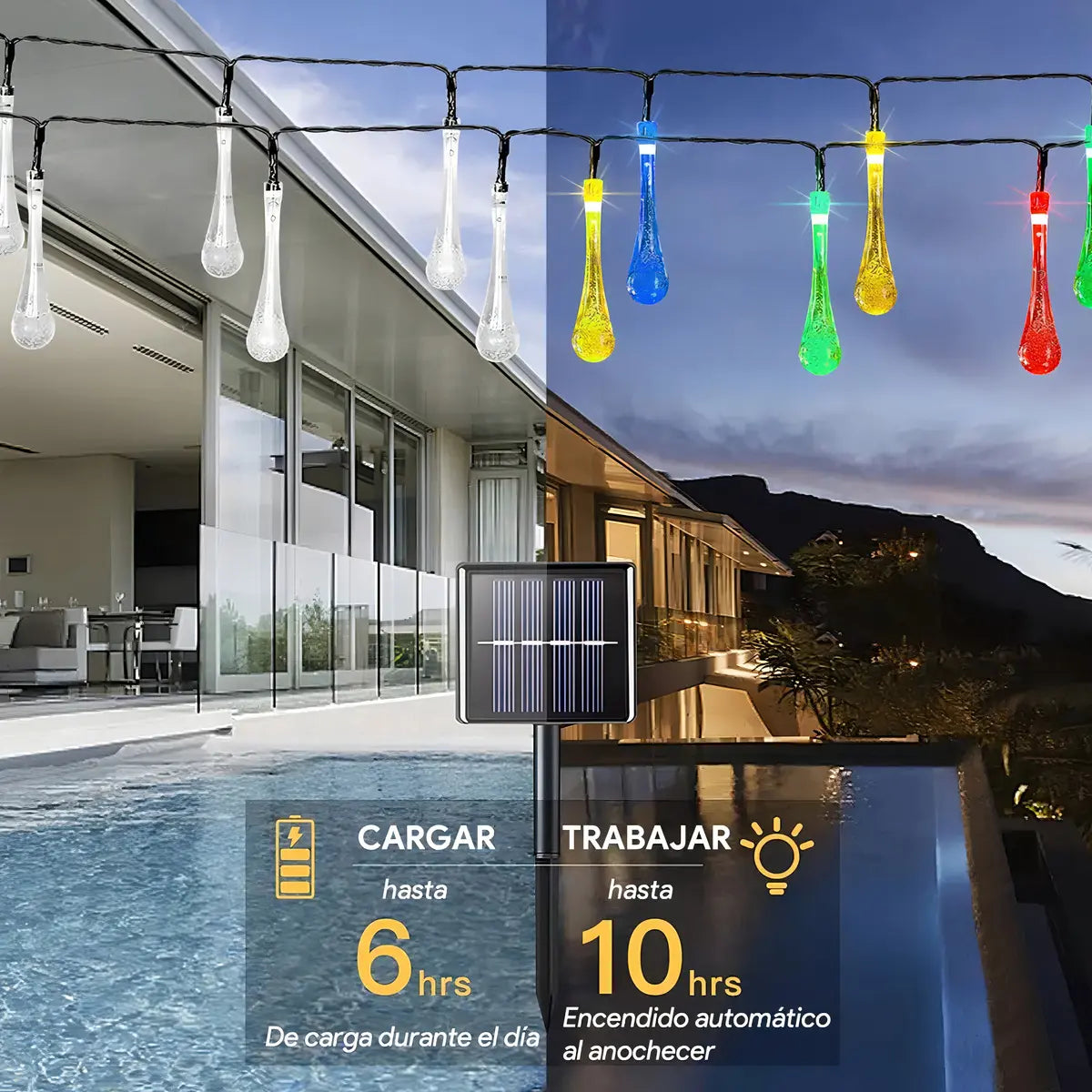 Guirnalda de Luces Solares Tipo Gota
