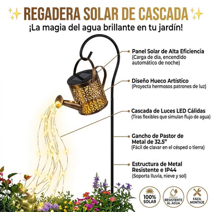 Regadera solar decorativa con luces LED para jardín